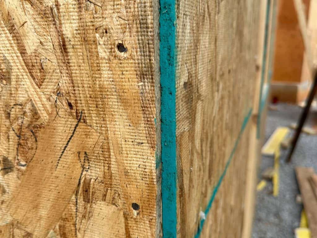 wood wall sheathing close up