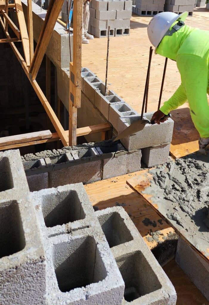 2nd floor masonry block over reinforcing bars