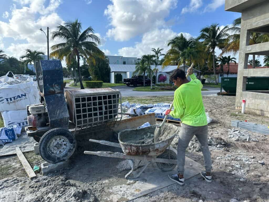 masonry concrete mixed on site