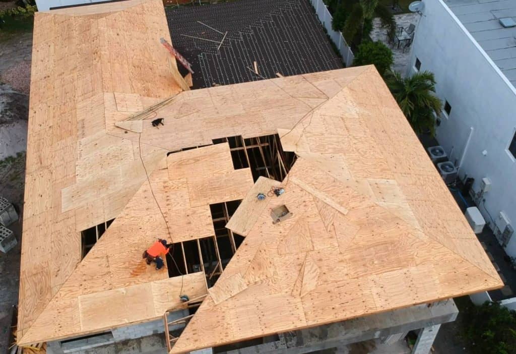 roof sheathing viewing north