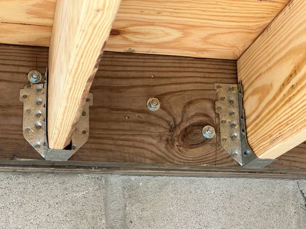 wood stair 2nd landing stringer hanger detail