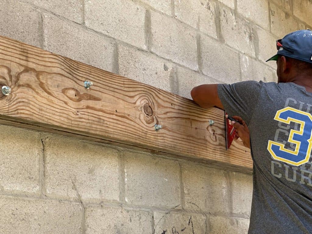 wood stairs 2nd landing ledger install