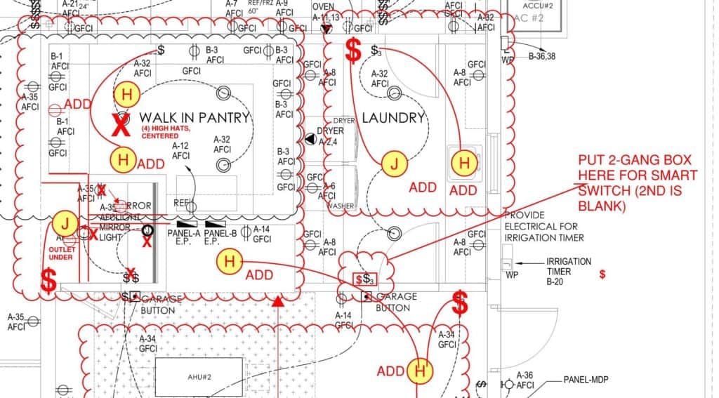 Electrical plan modifications during framing