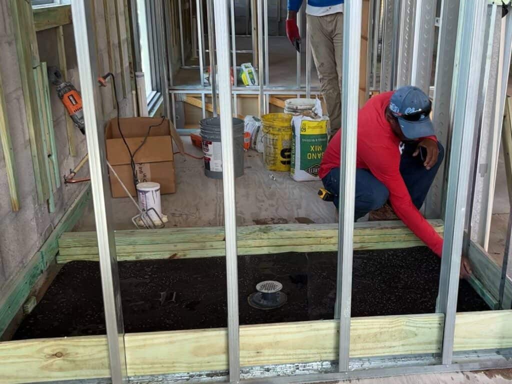 Shower floor install 0