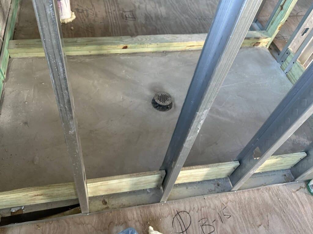 Shower floor install 3